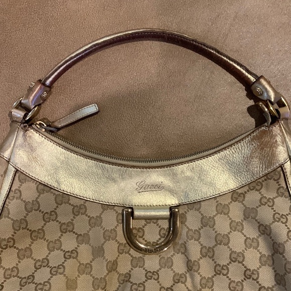 Gucci GG Canvas Abbey D-Ring Hobo Bag with Gold Trim, Authenticated with Cert - Picture 14 of 16